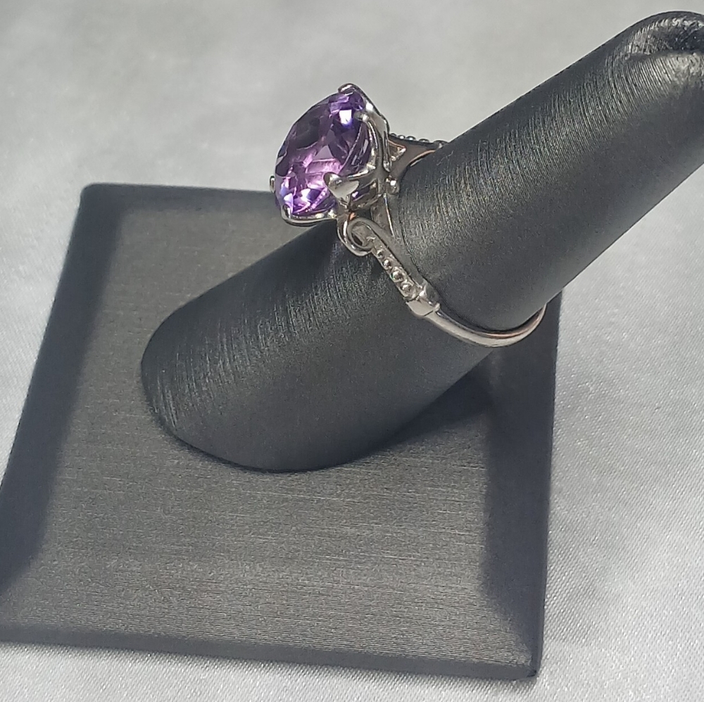 Purple Amethyst 925 Sterling Silver Ring, Size 6.5, 7. - Picture 6 of 10